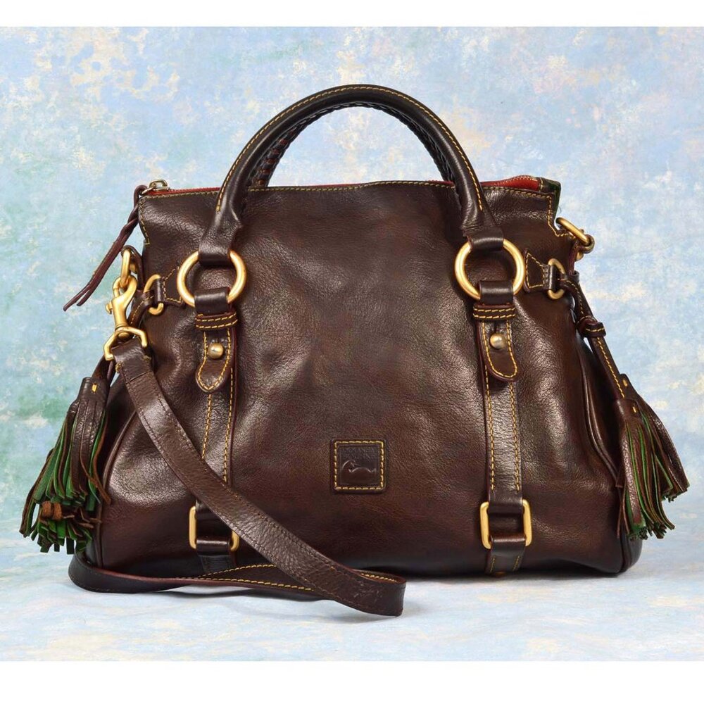 Dooney & Bourke Italian Florentine Leather Satchel Brown Crossbody